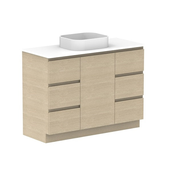 ADP Glacier Pro Hamper Trio Vanity with Solid Surface Top - Stylish Bathroom Storage Organizer for Towels, Toiletries & Laundry - Perfect for Master Bath, Guest Room or Spa Retreat