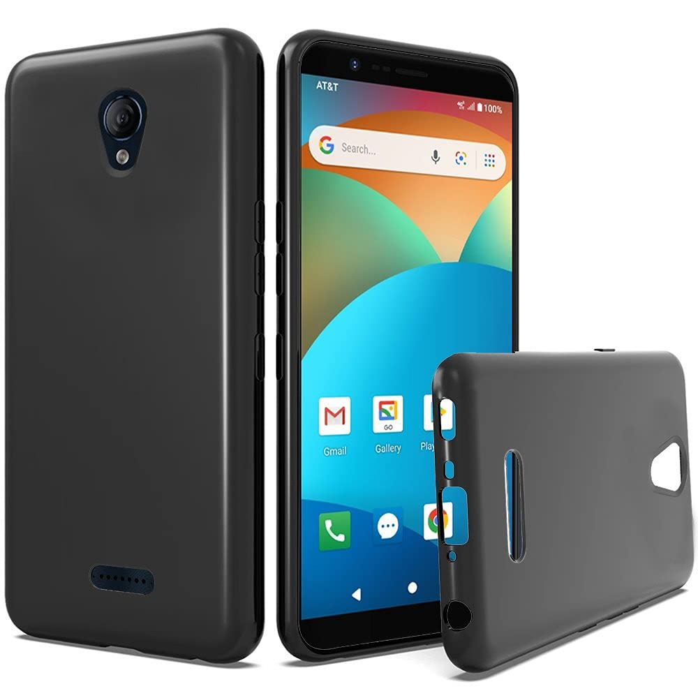 Tempered Glass & TPU Case for AT&T Motivate V341U/Fusion Z V340U - Black with Stand for Office & Travel