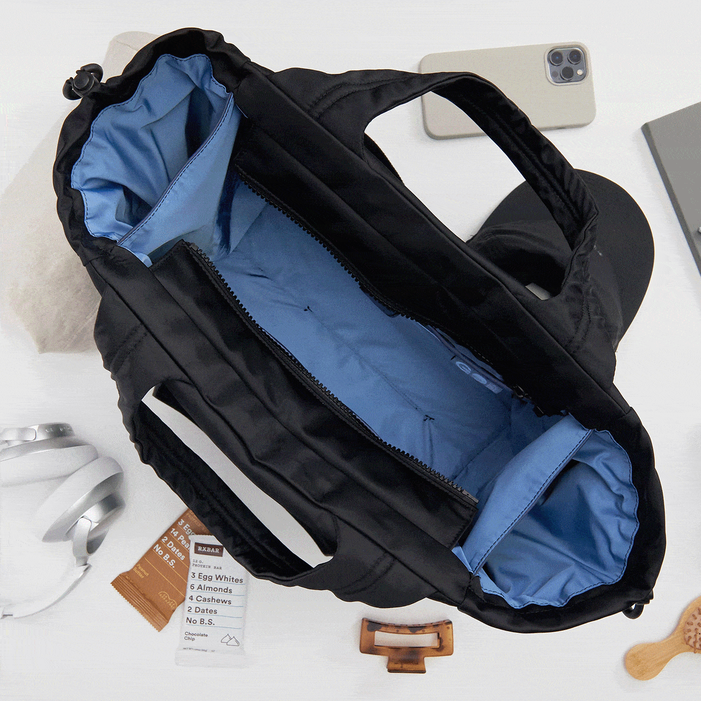 Eco-Friendly PLACES TO GO Tote Bag - Made from Recycled CaRefiber Nylon in Ocean Blue | Perfect for Beach Trips, Grocery Shopping & Daily Commute