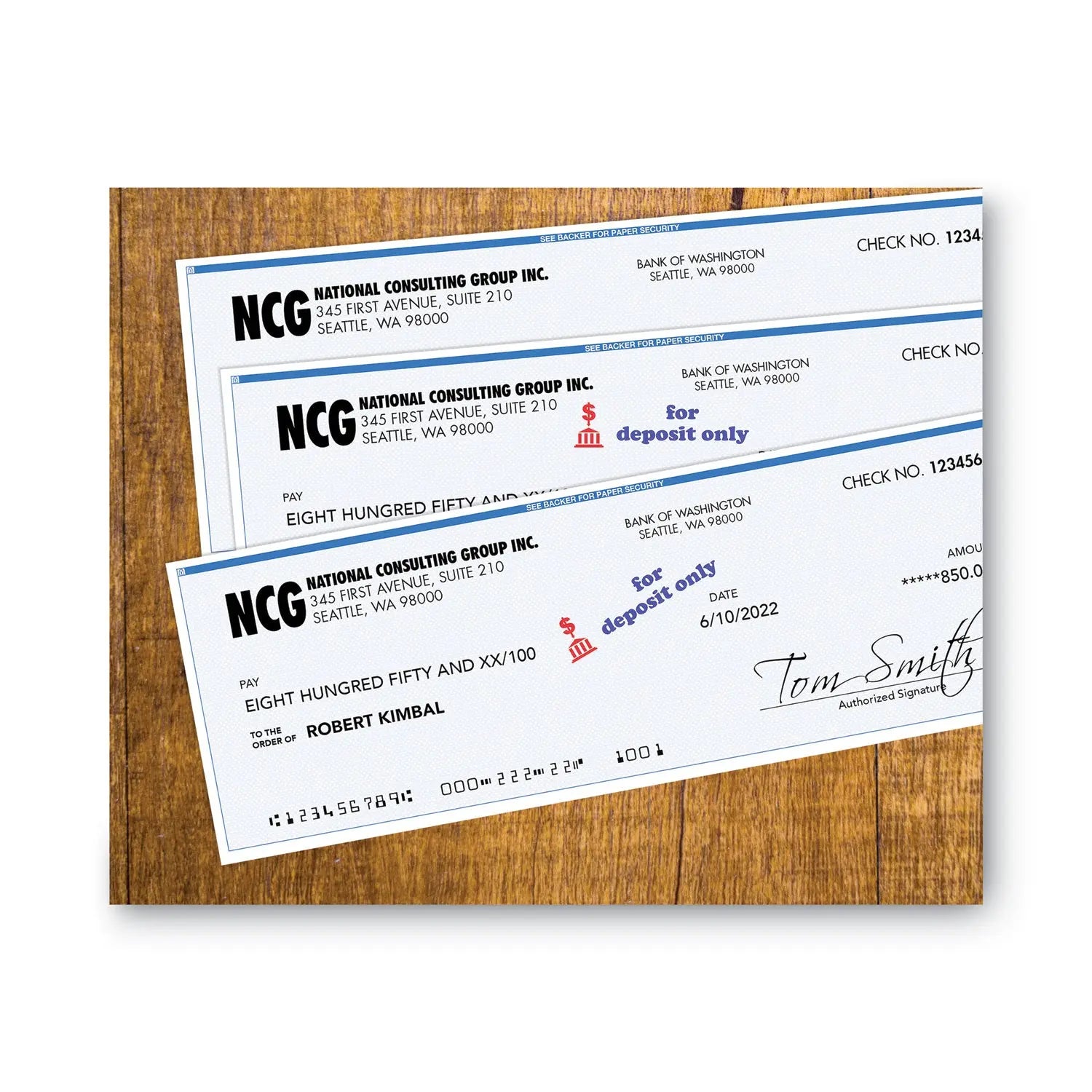 ACCUSTAMP2® Pre-Inked Shutter Stamp - Red & Blue Ink - FOR DEPOSIT ONLY - 1.63