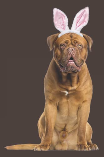 Easter Bunny Ears Dogue de Bordeaux Dog Notebook - 6x9 Inch Daily Planner Journal with 120 Pages for Pet Lovers | Perfect for Scheduling, Journaling & Gift Giving