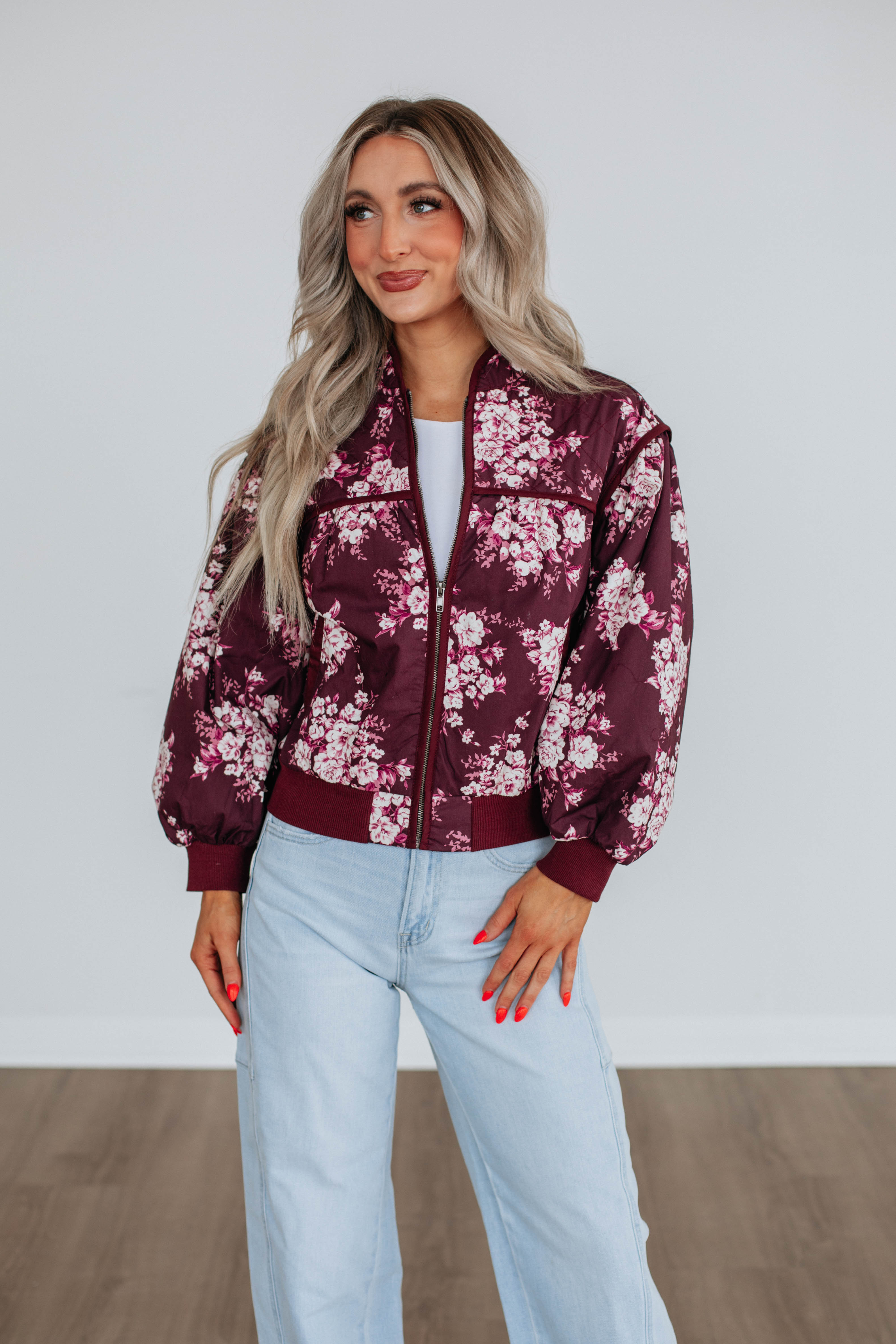 Dasha Quilted Bomber Jacket for Women - Stylish Wine Red Outerwear for Fall & Winter | Perfect for Casual Outings, Date Nights & Travel