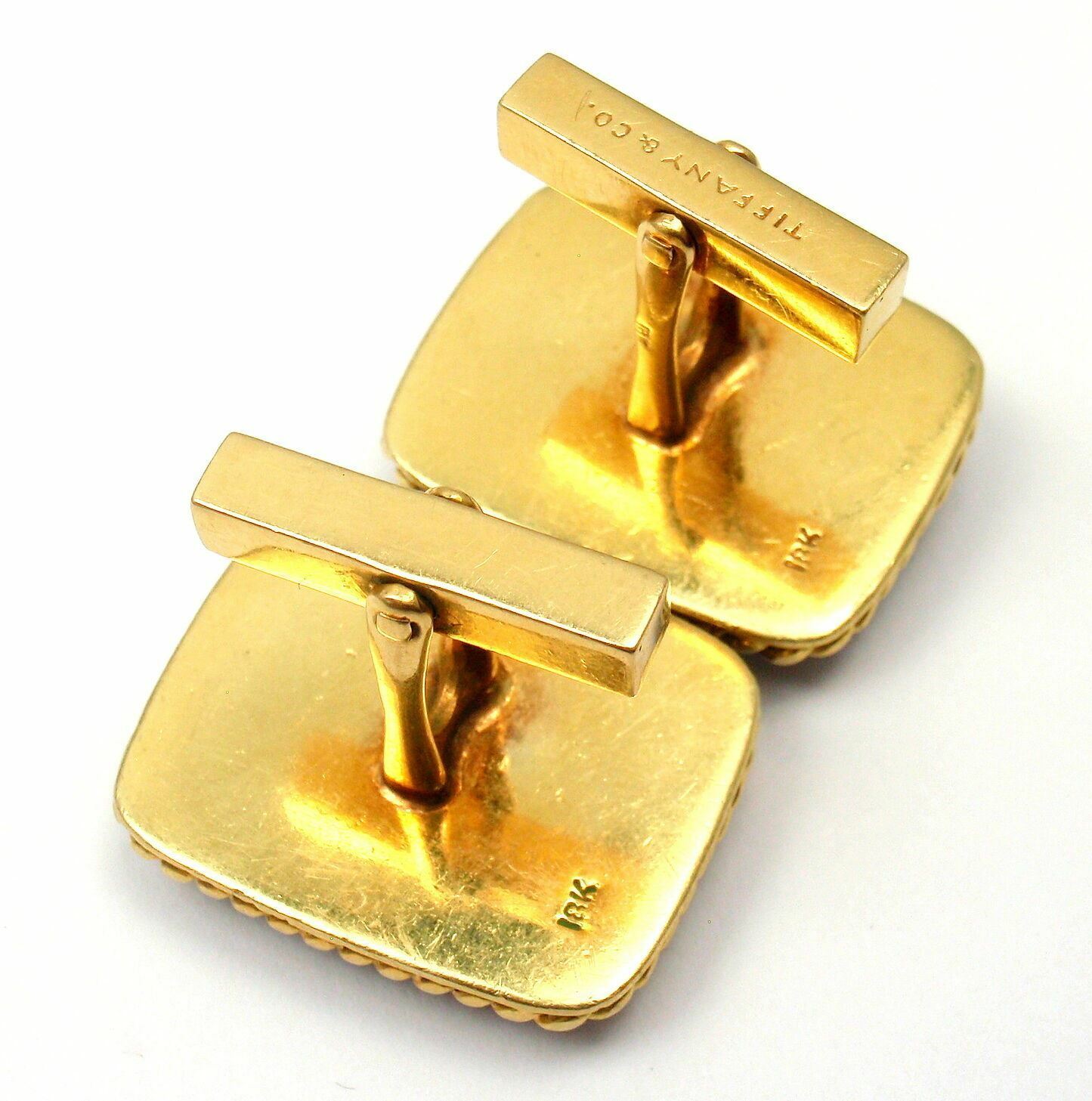 Tiffany & Co. 18k Yellow Gold Lapis Lazuli Rope Border Cufflinks for Men - Luxury Statement Jewelry for Weddings & Formal Events