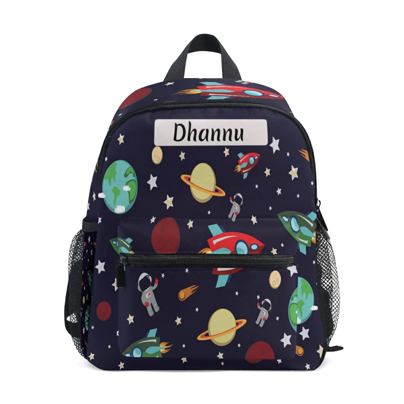 Personalized Kids Backpack with Name - Custom Toddler Book Bag for Preschool & Kindergarten | Durable Daycare Backpack for School, Travel & Toys | Space Rocket Planets Astronaut Design | Perfect for School Supplies, Day Trips & Outdoor Adventures