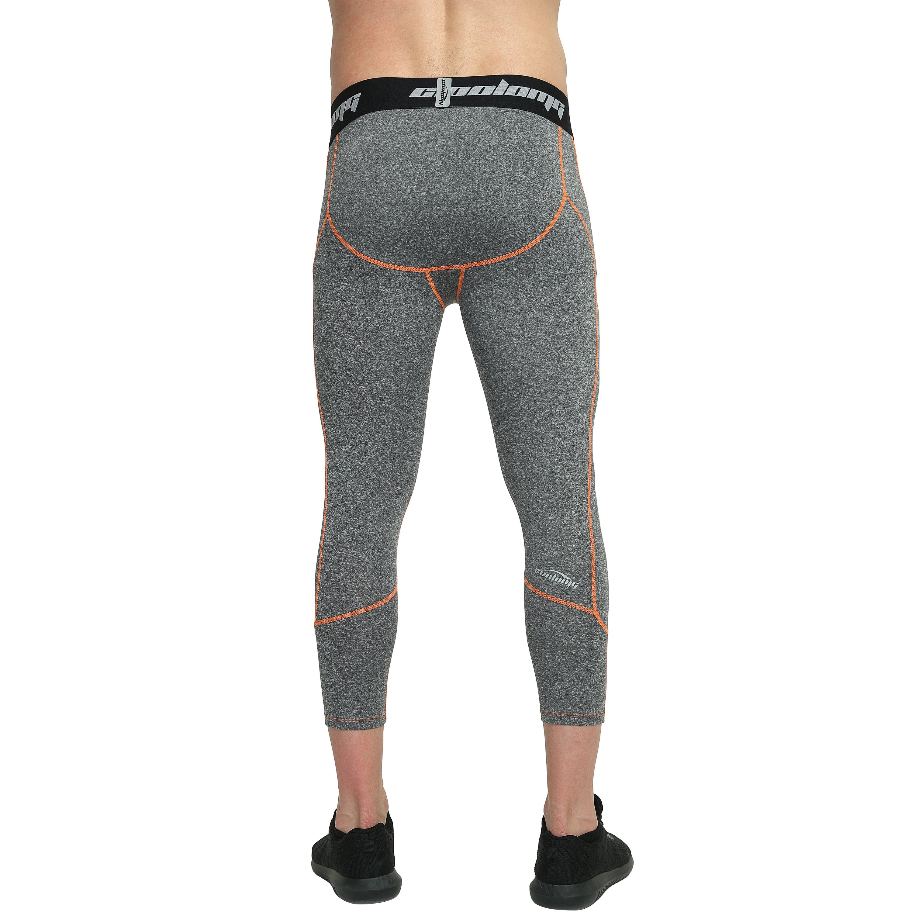 Gray 3/4 Tights Pants for Youth & Men - Athletic Compression Leggings for Running, Workout & Sports - Comfortable Stretchable Activewear for Gym & Training