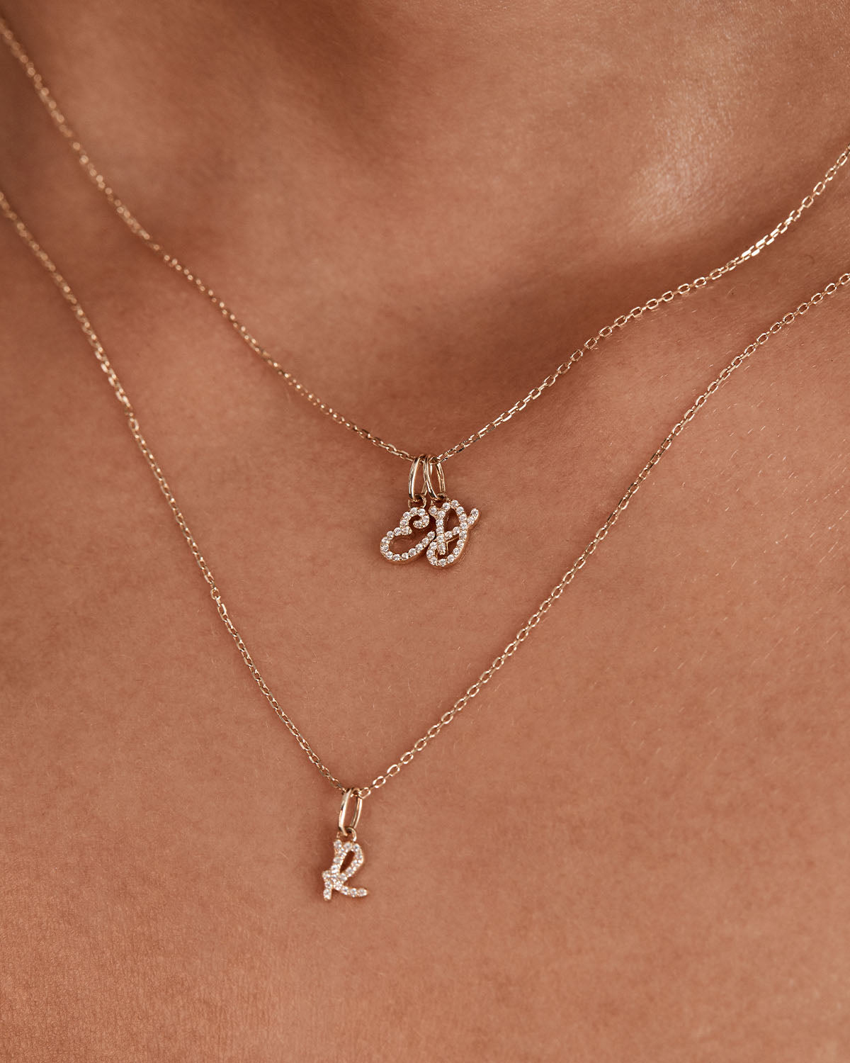 14K Solid Gold Forever Love Diamond Letter Necklace Pendant - Personalized Initial Jewelry Gift for Women, Perfect for Valentine's Day, Anniversary & Special Occasions