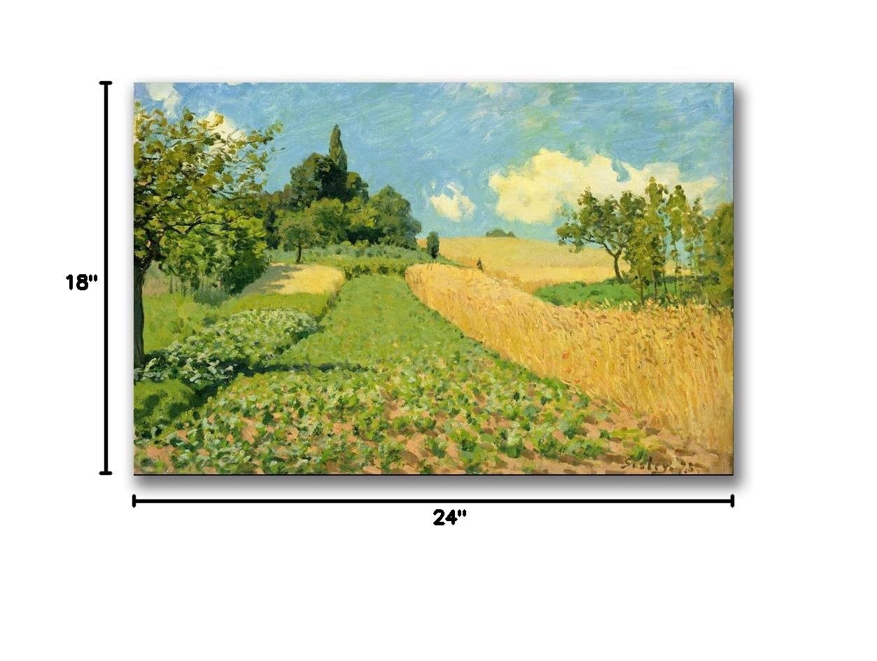 Alfred Sisley The Cornfield Canvas Art Print - 18x24 Inch Wall Decor for Living Room, Bedroom & Office | Famous Landscape Painting Reproduction