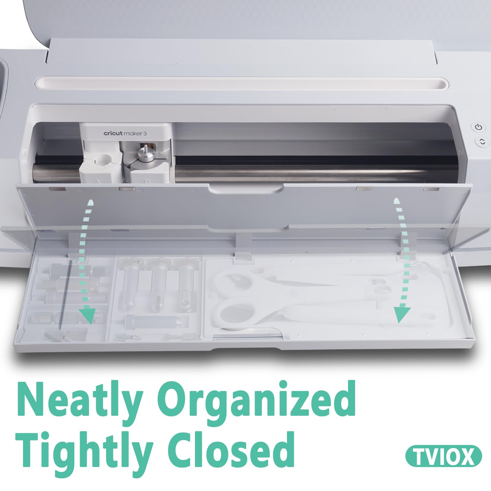 TVIOX Tool Storage Insert Organizer for Cricut Maker 3 & Maker - Drawer Weeding Tools Kit Tray with Quick-Swap Blades Housing - White (Perfect for Craft Room Organization & DIY Projects)