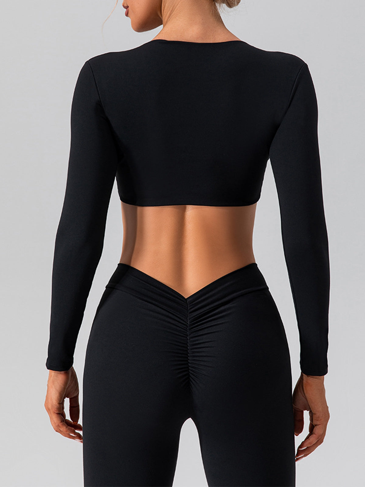 ZASUWA Women's Twist Cross Back Deep V Neck Tracksuit Set - Stylish Workout Outfit for Yoga, Gym & Running