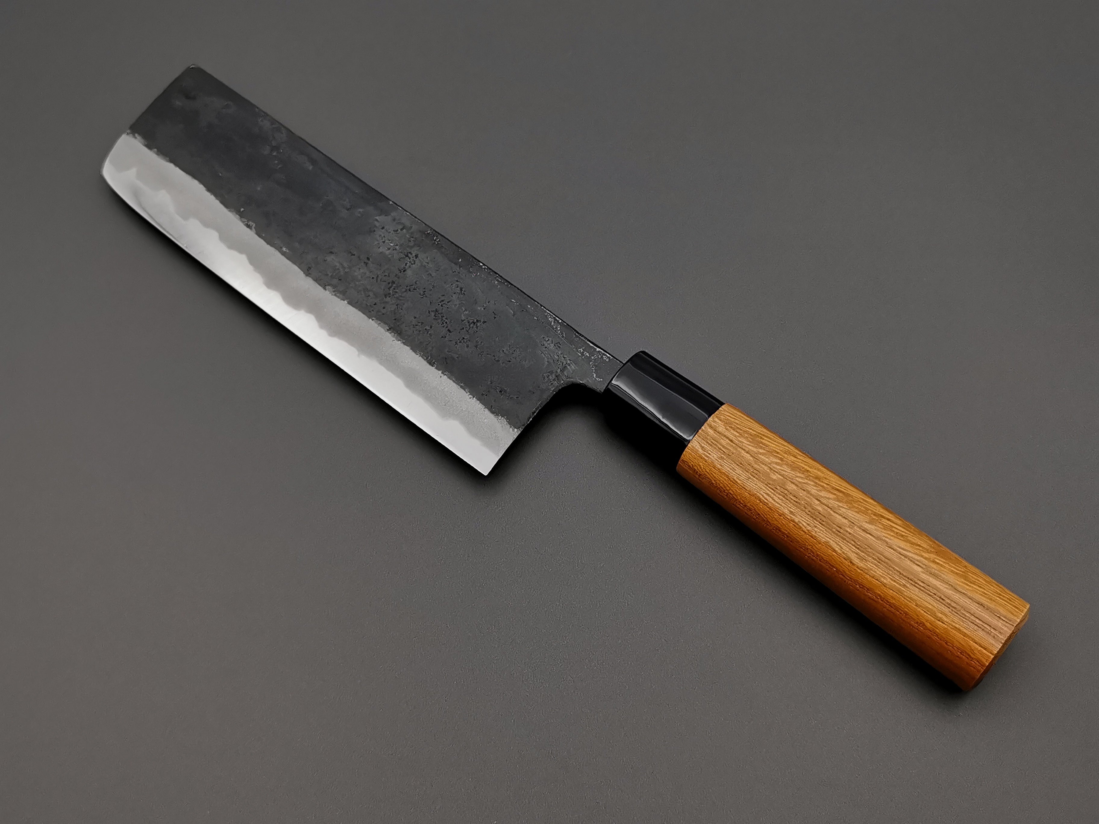 Premium Japanese Aogami Kurouchi Nakiri Knife by Kyohei Shindo - High Carbon Steel Kitchen Knife for Professional Chefs & Home Cooking - Perfect for Slicing Vegetables, Herbs & Sushi Prep