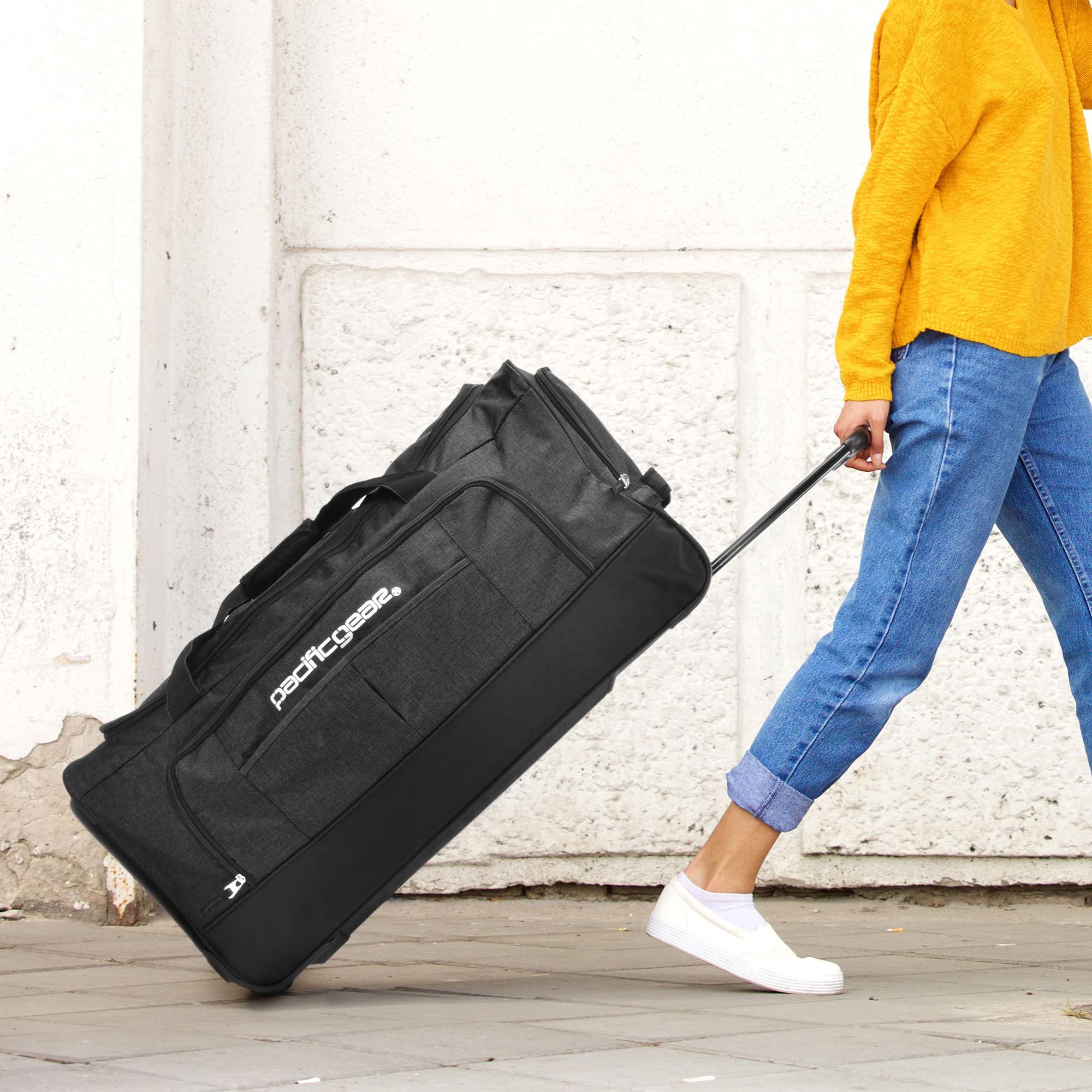Pacific Gear 30-inch Rolling Duffel Bag with Wheels - Heavy Duty Hockey & Travel Luggage for Sports Equipment & Airplane Carry-On