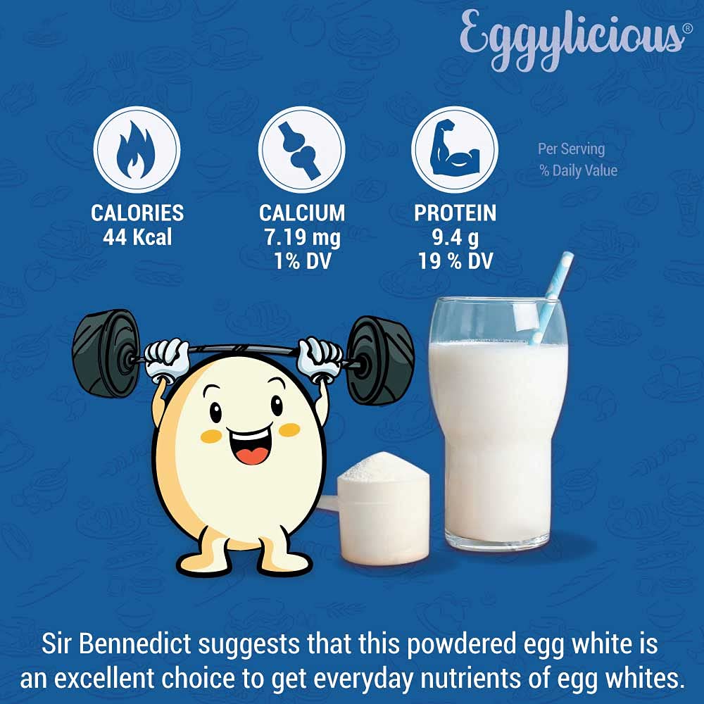 Eggylicious Pure Egg White Protein Powder (Albumin) - 1lb (16oz) | Non-GMO, Pasteurized, No Additives | Natural Dried Egg Whites for Baking, Icing, Protein Shakes & Cooking | High Protein Supplement for Fitness & Healthy Recipes