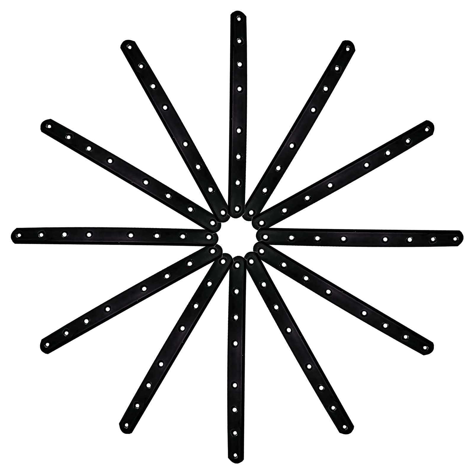 12 Pack Black 10-Inch (250MM) Heavy Duty Straight Metal Brackets - Mending Plates for Wood Fence, Bookcase, Cabinet & Furniture Repair - Perfect for DIY Projects & Home Improvement