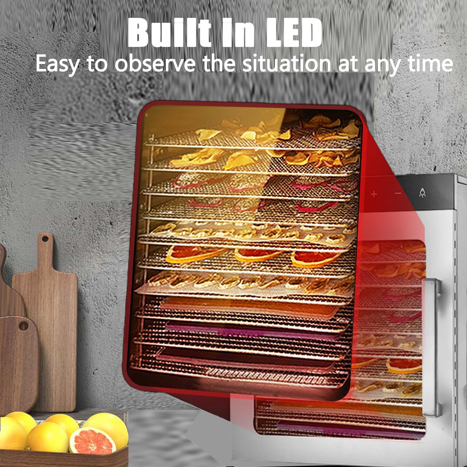 Commercial Food Dehydrator Machine - 10 Stainless Steel Trays with Adjustable Timer & Temperature Control - Perfect for Drying Fruits, Meat, Beef Jerky, Herbs - Ideal for Home Kitchens, Restaurants & Food Preservation Businesses