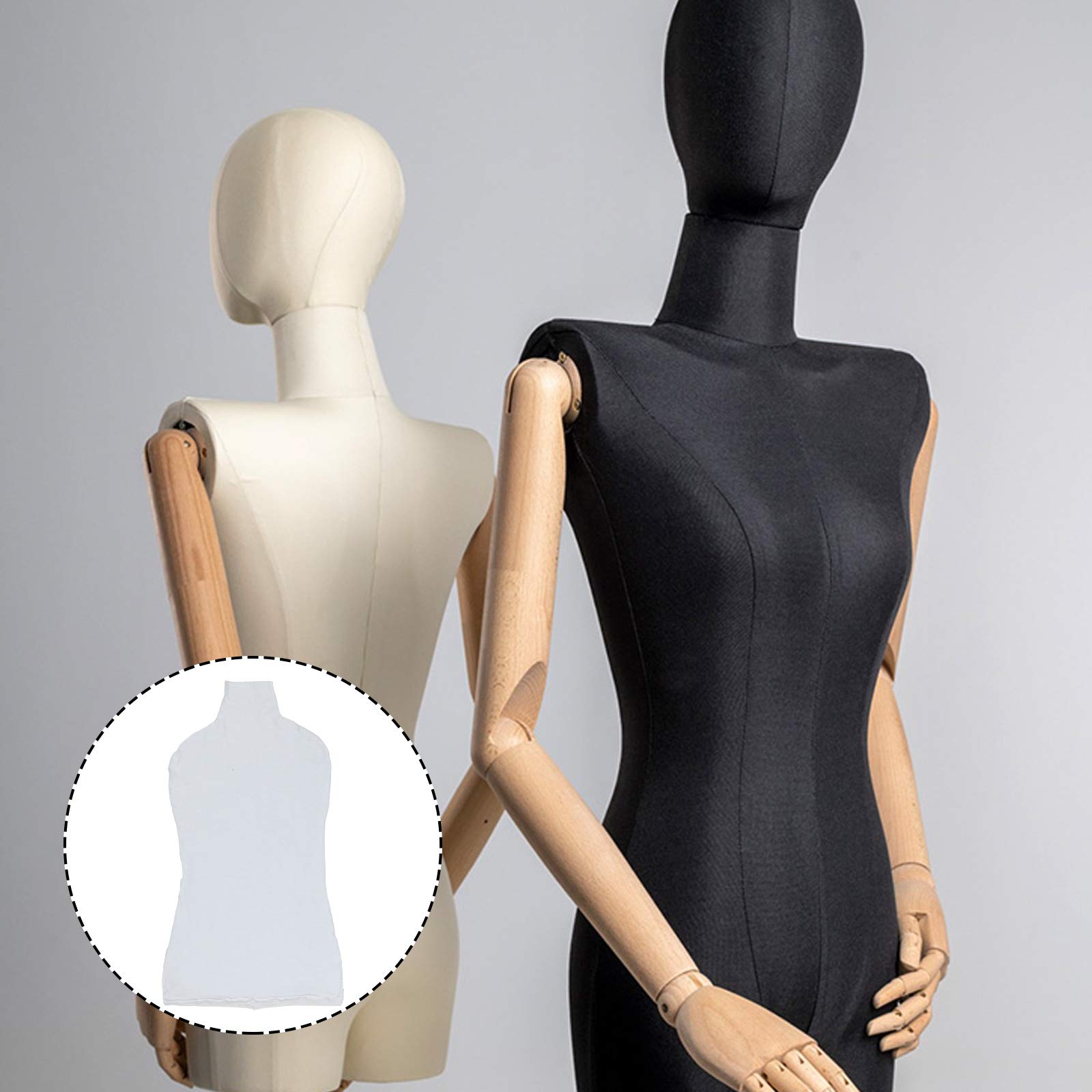 1PC Adjustable Female Dress Form Mannequin - White Cotton Fabric Cover for Sewing, Fitting & Nursing Clothes - Fashionable Lace Tops & Dress Display Prop for Women's Clothing Design & Tailoring (Home Studio, Boutique, Fashion Class)