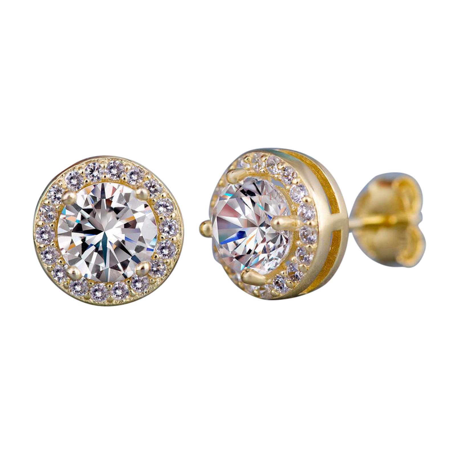 Novania Diamond Stud Earrings for Women & Girls - 14K Gold Plated Stainless Steel Hoop & Drop Dangle Earrings - Hypoallergenic Piercing Jewelry for Everyday Wear, Parties & Special Occasions