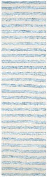 Hand Loomed Aqua & Ivory Striped Area Rug - Soft & Durable for Living Room, Bedroom, or Nursery Decor