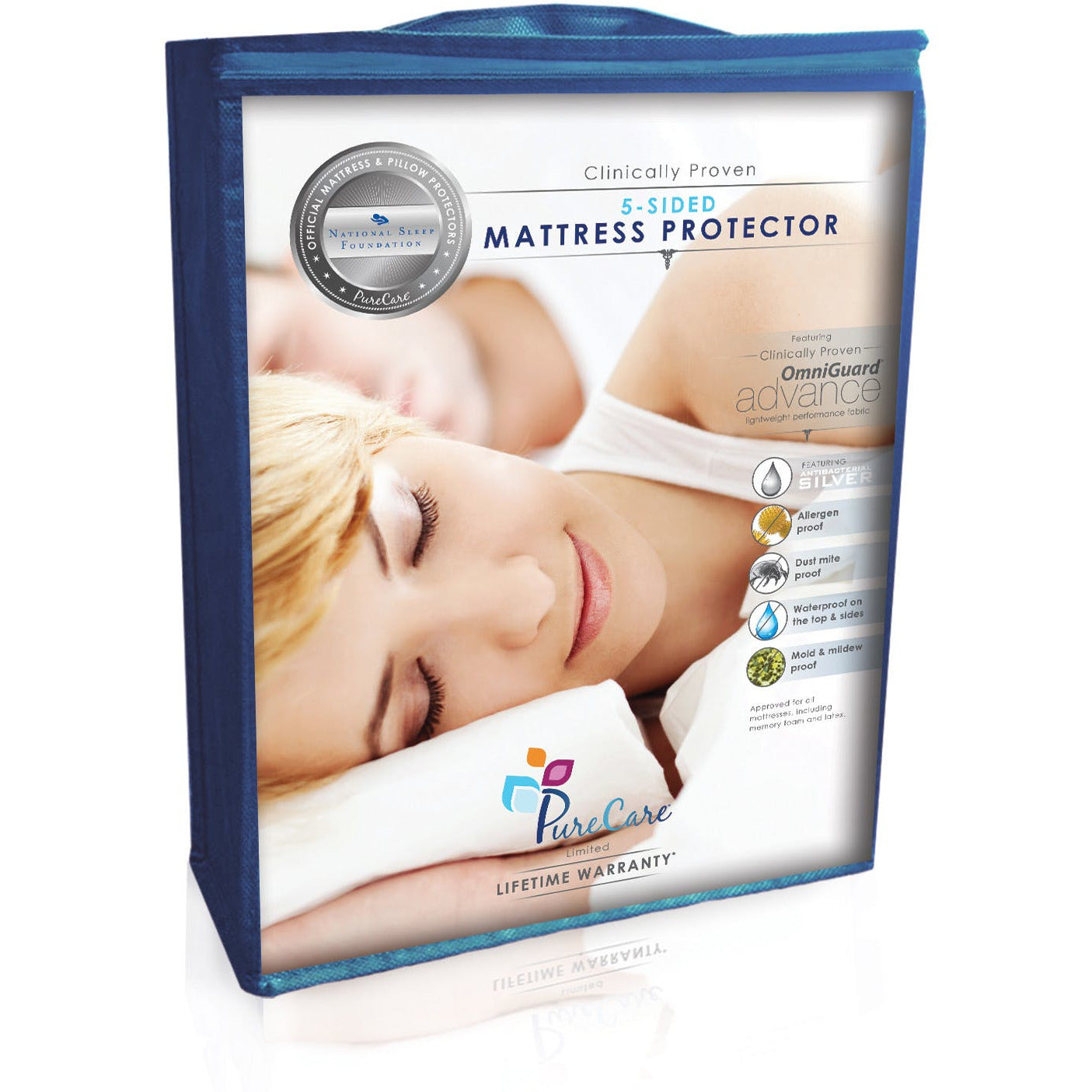 PureCare 5-Sided Waterproof Mattress Protector - Queen Size, Hypoallergenic & Breathable for Allergy Relief - Perfect for Bedrooms, Guest Rooms & Dorm Use