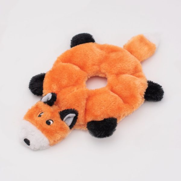 Soft Round Plush Fox Dog Toy with 6 Squeakers - Zippy Loopy Interactive Chew Toy for Puppies & Small Dogs - Perfect for Playtime, Training & Teething Relief