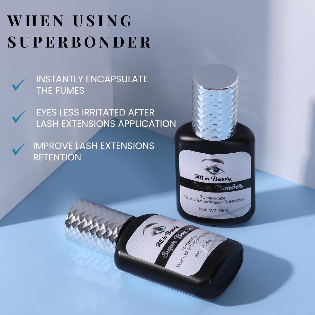 Professional Eyelash Extension Super Bonder - 15ml Lash Retention Sealant with Dropper for Mink & Cluster Lashes | Long-Lasting Adhesive for Lash Artists | Perfect for Salon & Home Use