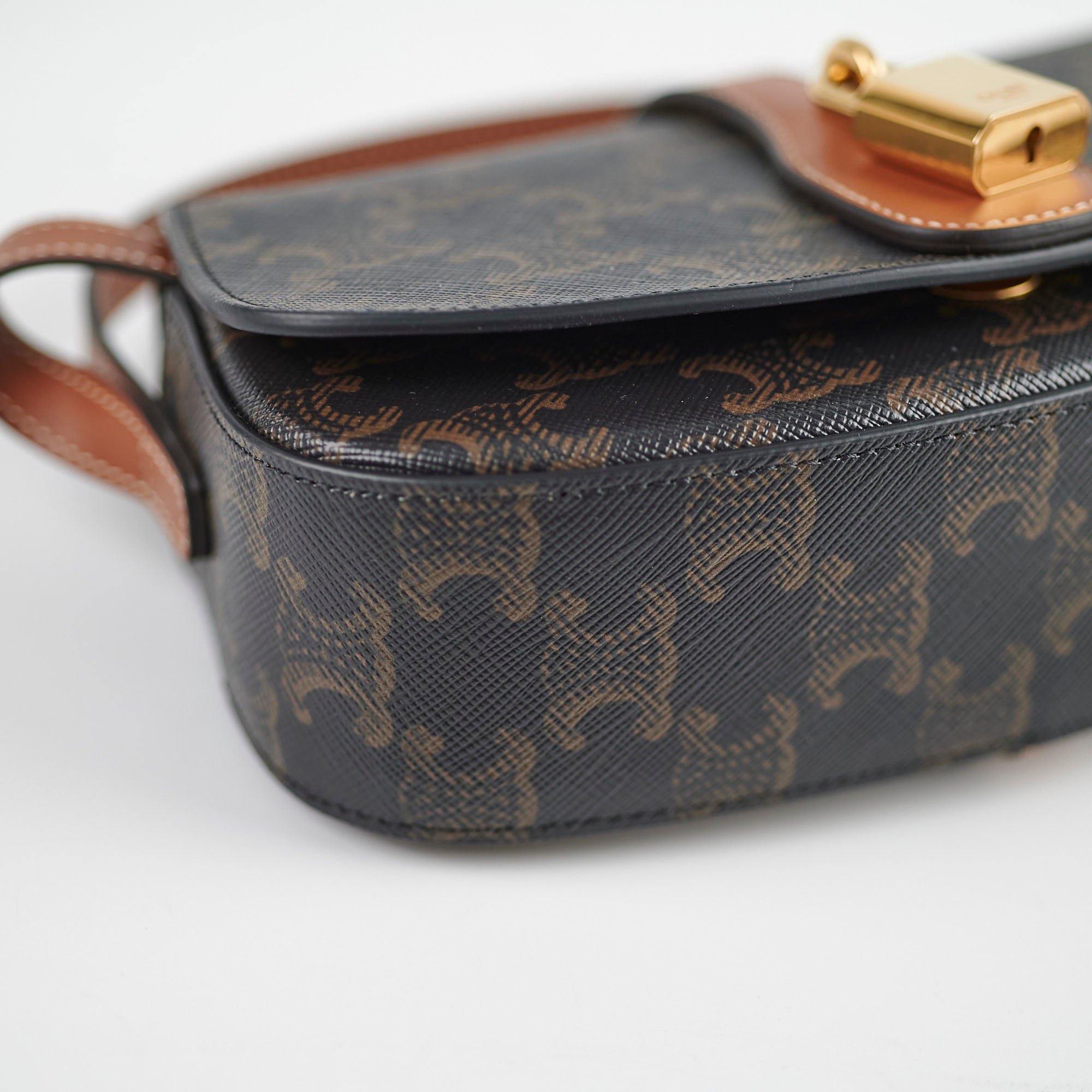 Celine Leather Clutch Bag with Strap - Tan Crossbody Purse for Women | Perfect for Evening Parties, Travel & Everyday Use