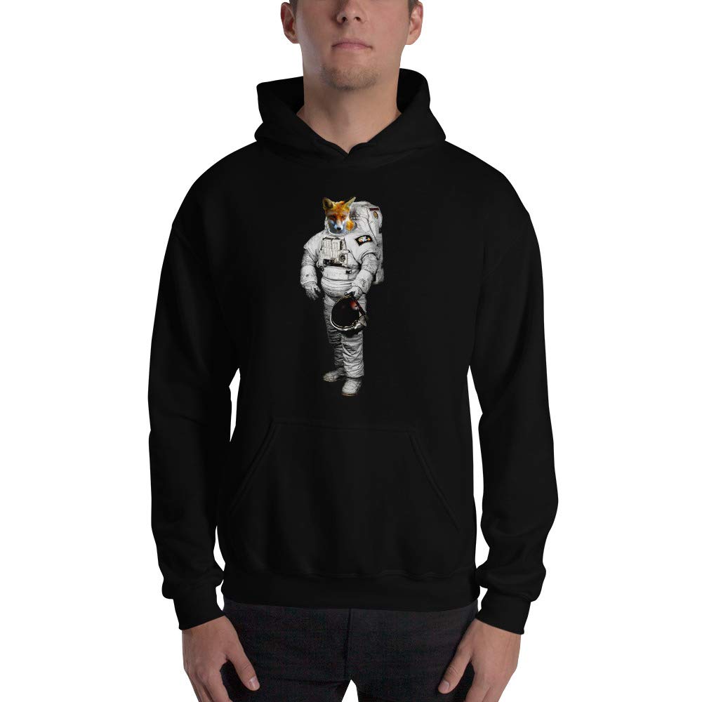 Space Fox Hooded Sweatshirt - Cozy Animal Print Pullover for Men & Women, Perfect for Casual Wear, Outdoor Adventures, and Loungewear
