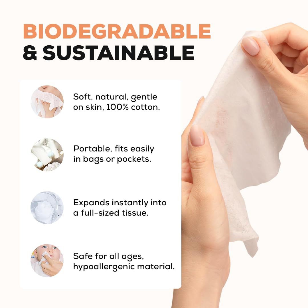 **Multibrite 50Pcs Compressed Towel Tablets - Facial Cleansing & Makeup Remover Pads, Water Activated Disposable Towels for Travel, Gym, Camping & Beauty Salon - Portable & Hygienic for Skincare & On-the-Go Use**