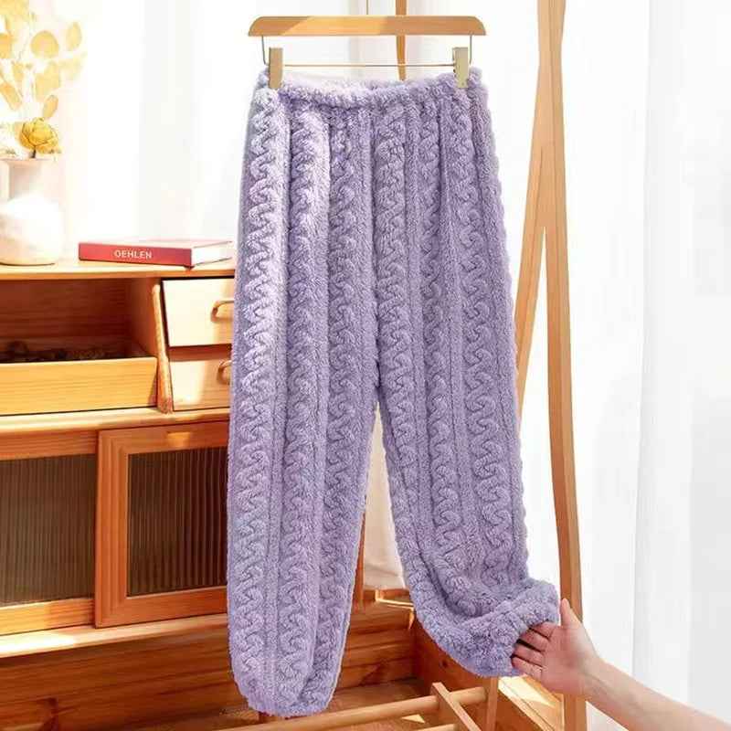 Women's 2-Piece Fleece Pajama Set - Soft Velvet Ribbed Pullover & Pants for Fall/Winter | Cozy Casual Loungewear for Home, Sleep & Relaxation