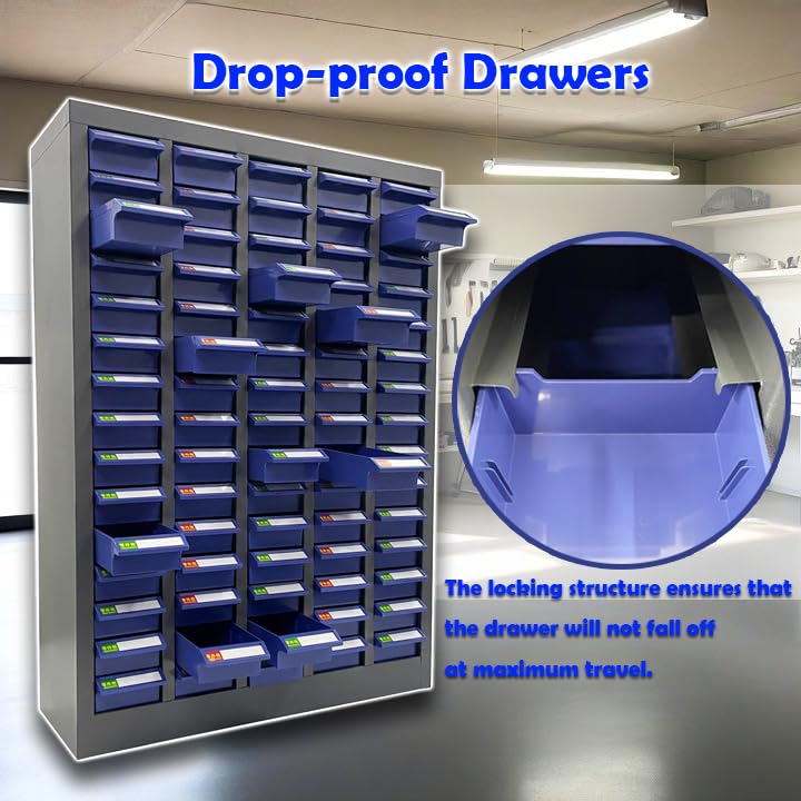 TechTongda 75-Drawer Steel Bolt & Nut Organizer - Durable Hardware Storage for Workshops