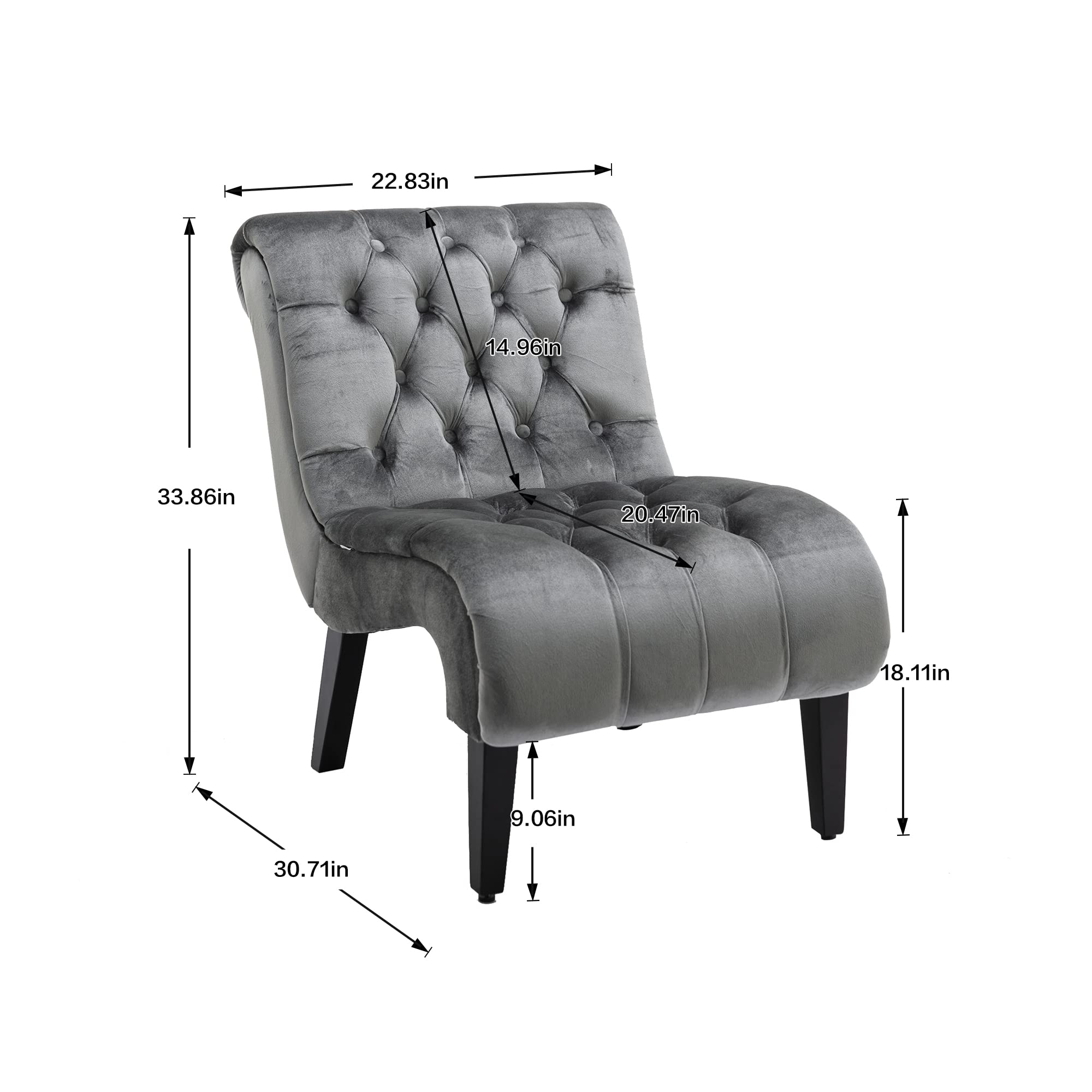 Velvet Tufted Accent Chair - Upholstered Barrel Armchair for Living Room, Bedroom & Office - Silver Square Lounge Chair for Home Decor & Relaxation | Perfect for Reading Nook, Guest Room & Cozy Corners