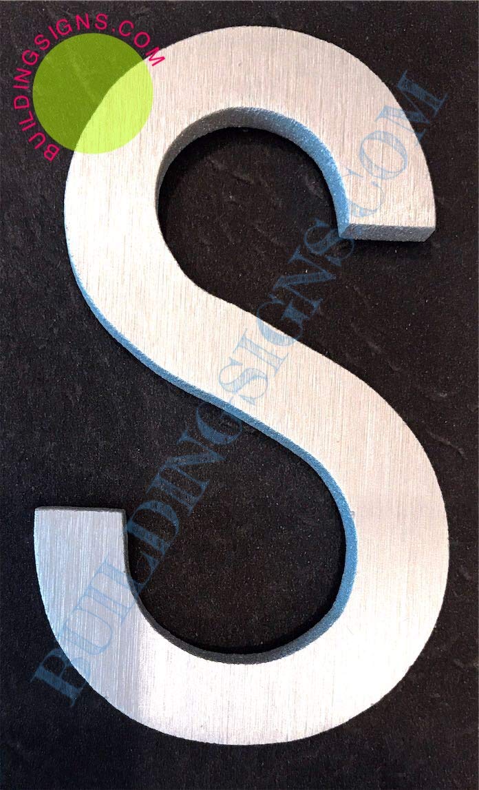2.75 Inch Aluminum Letter S Sign - Brush Silver Finish, Double-Sided Tape, Rust-Free - Elegant Door Number & Artist Brush Design for Home, Office & Studio Decor