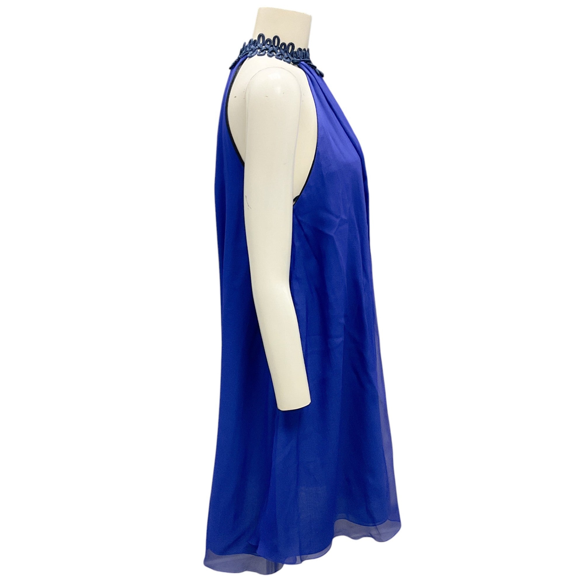Galvan London Cobalt Blue & Midnight Black Chiffon Cocktail Dress for Women - Elegant Party Gown for Evening Events, Weddings & Special Occasions