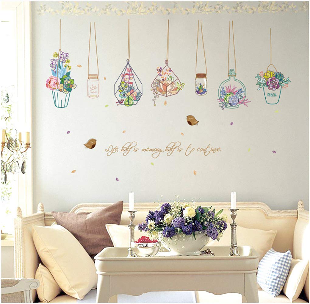 Beautiful Removable PVC Vase Wall Decals & Stickers - Self-Adhesive Wall Art for Living Room, Bedroom Decor | Perfect for Home Interior Design, Nursery, Office & Dorm Room