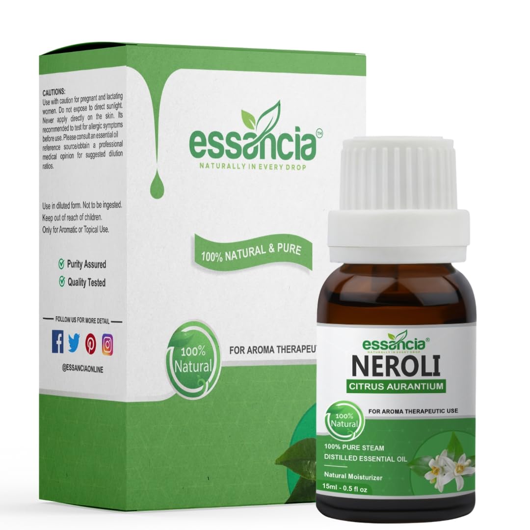 Pure Neroli Essential Oil 100% Natural Undiluted for Relaxation & Skin Care - Therapeutic Grade Aromatherapy Oil (15ml) - Perfect for Massage, Diffuser & DIY Beauty Products
