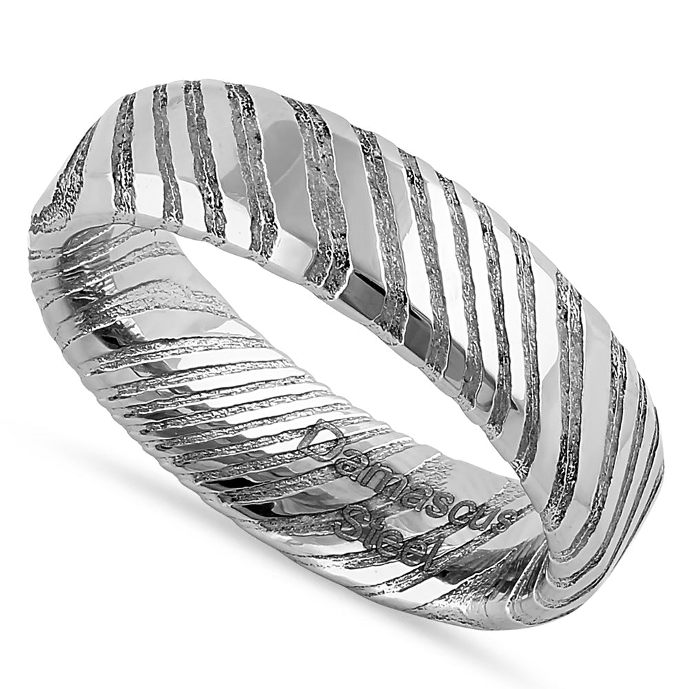 Premium 6mm Damascus Steel Band Ring - Handcrafted Stainless Steel Unique Pattern Jewelry for Men & Women - Perfect for Weddings, Anniversaries & Special Occasions