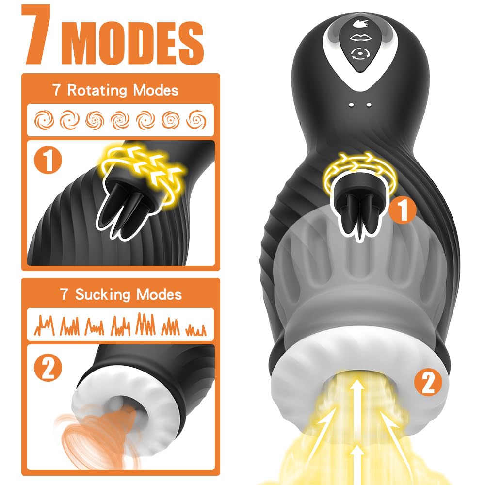 Automatic Male Masturbator Cup - 7 Tongue Licking Modes & Vacuum Suction Technology | Electric Penis Massager & Pocket Pussy Stroker | Realistic Blowjob & Handjob Experience | Waterproof & Rechargeable Adult Sex Toy for Men (Purple) | Perfect for Solo Play, Couples Fun & Discreet Storage