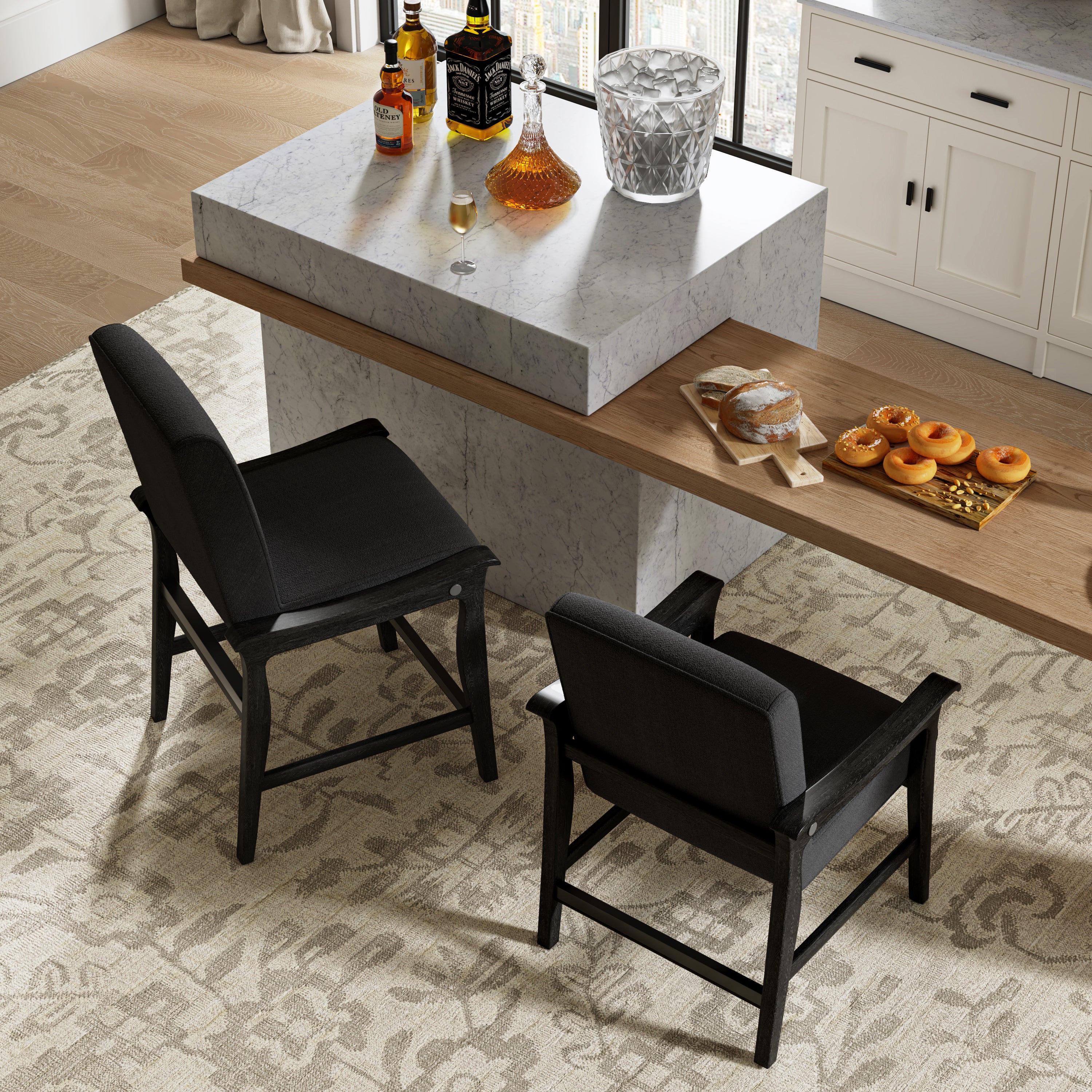 Modern Upholstered Counter Stool with Quick Shift to Dining Chair - Versatile Kitchen Island, Bar & Dining Room Seating for Home & Restaurant Use