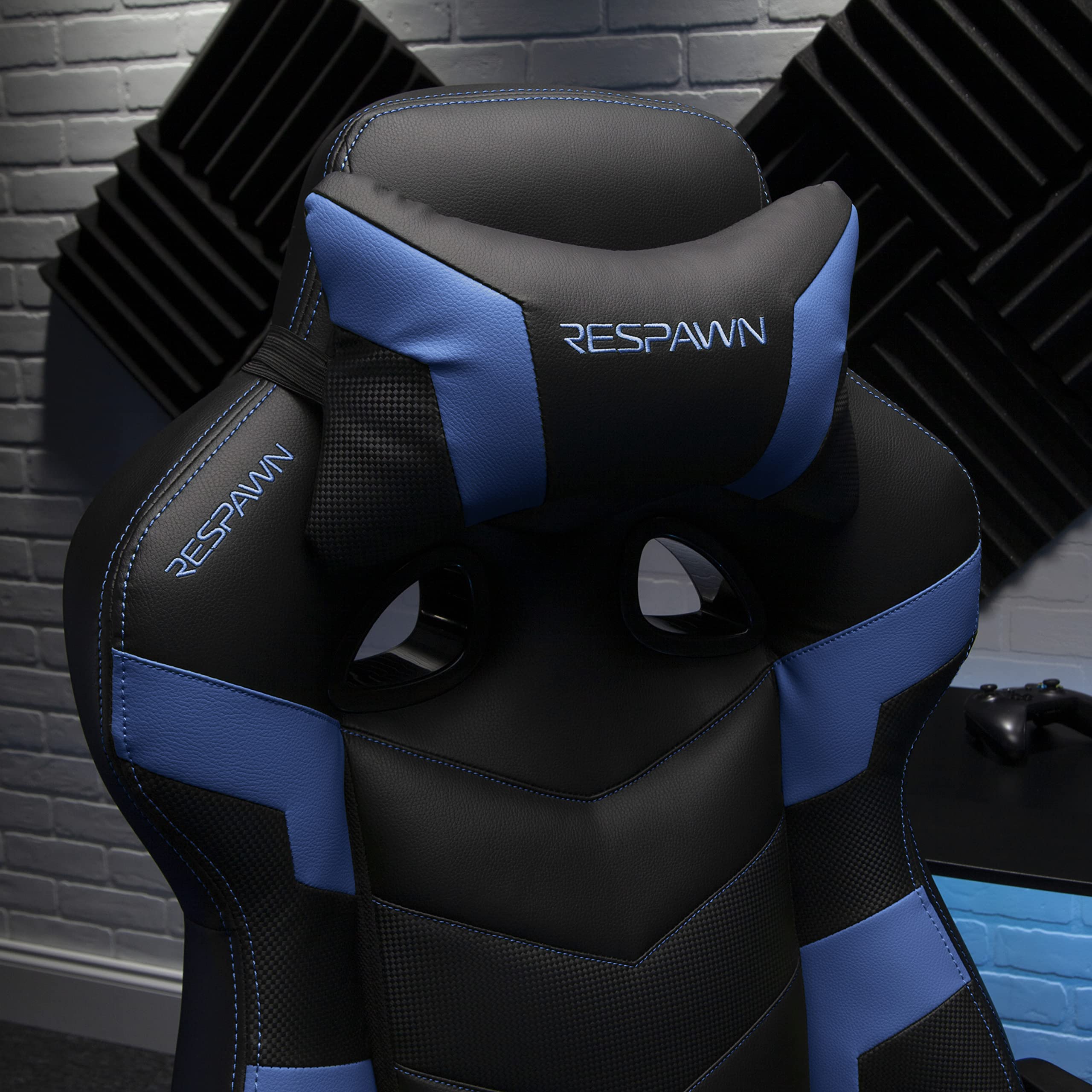 RESPAWN 110 Ergonomic Gaming Chair with Footrest - Racing Style High Back Office Chair with 360 Swivel, Adjustable Lumbar Support & Headrest Pillow - Perfect for PC Gaming, Home Office & Streaming Setup (2021 Blue)