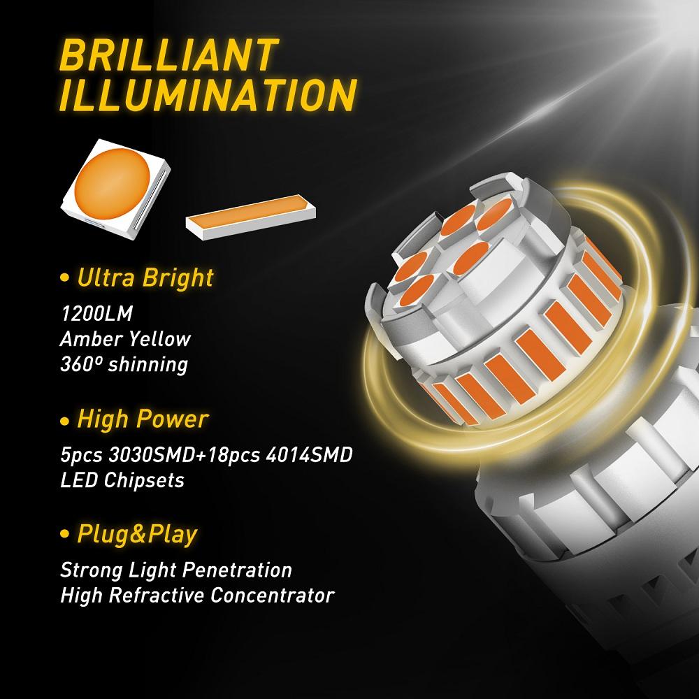 AUXITO 3156 3157 LED Bulb Amber 3056 3047 BAY15D - Super Bright Turn Signal Lights for Cars, Trucks, SUVs & Motorcycles - Durable & Energy Efficient Replacement Bulbs for Enhanced Safety & Visibility