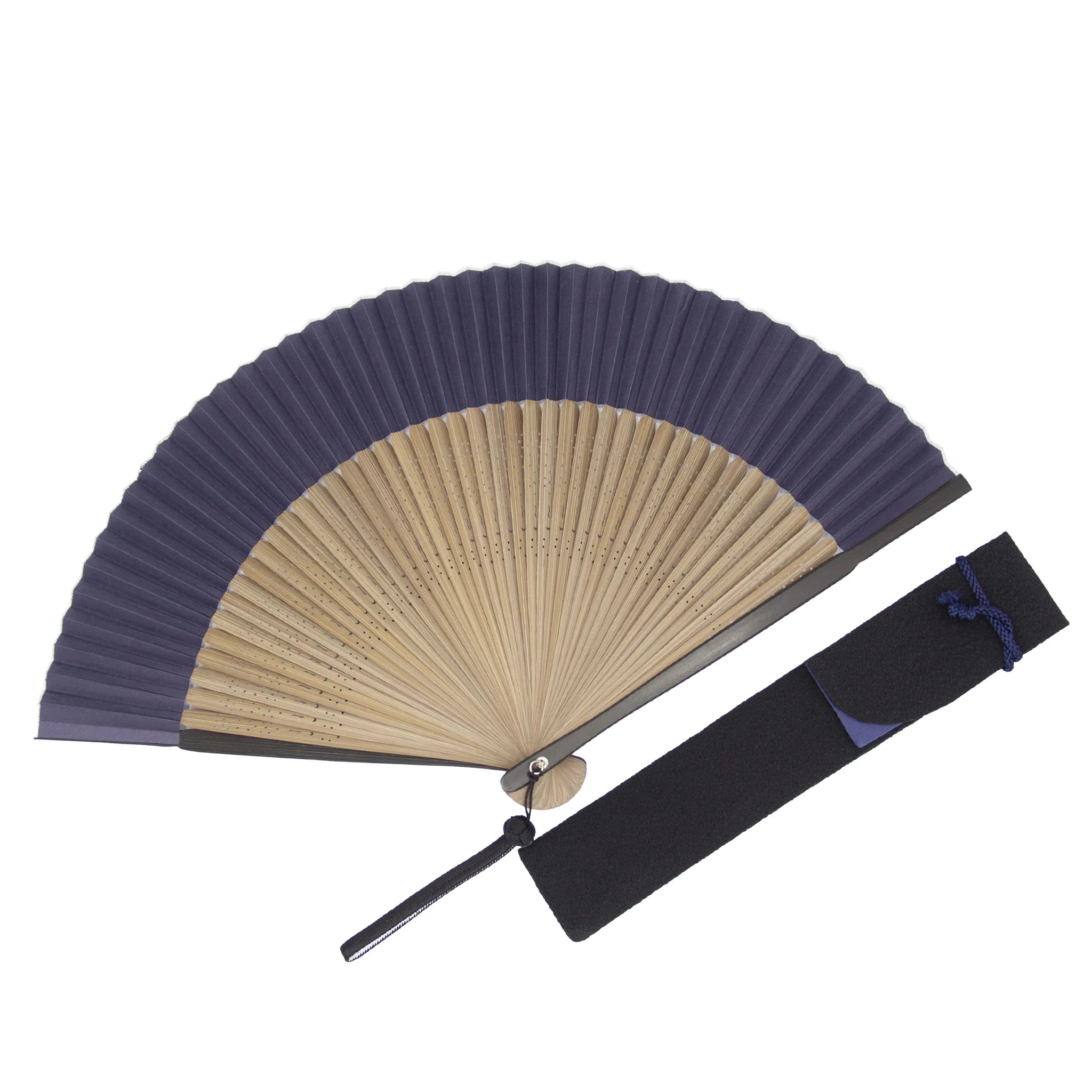 Authentic Japanese Kyo Sensu Folding Fan for Men - Traditional Navy Blue (Kon) Handmade in Kyoto | Perfect for Summer, Gifts & Cultural Events