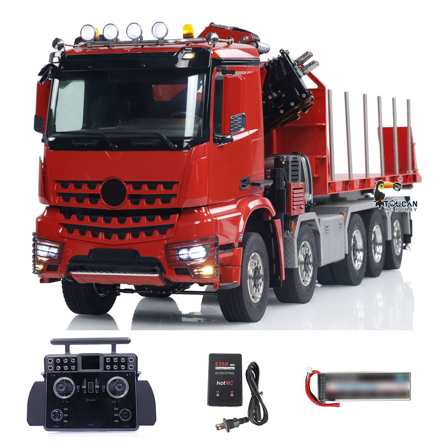 1/14 Scale 10x10 RC Hydraulic Crane Dump Truck - Remote Control Full Dumper Lorry with U-Shaped High Standard Bucket & Timber Flatbed - Perfect for Construction Site Play, Collecting, and RC Hobby Enthusiasts