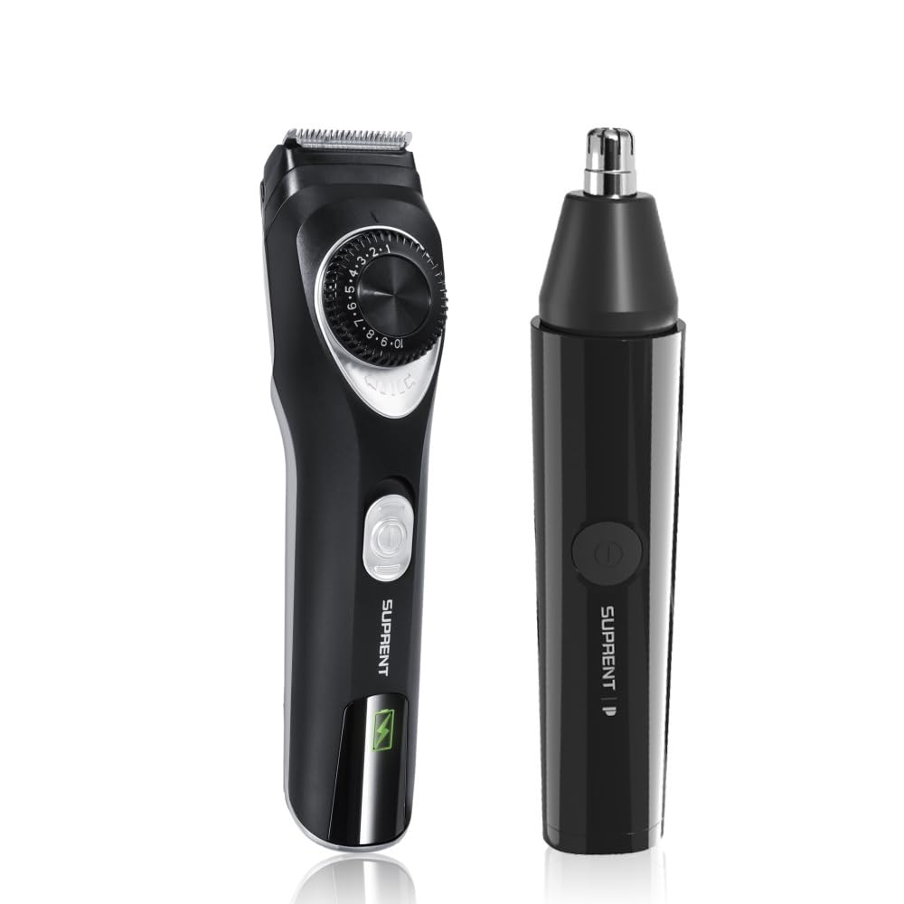SUPRENT Professional Beard Trimmer for Men - Precision Nose Hair Trimmer - Grooming Kit for Facial Hair & Ear Hair - Perfect for Home, Travel & Salon Use