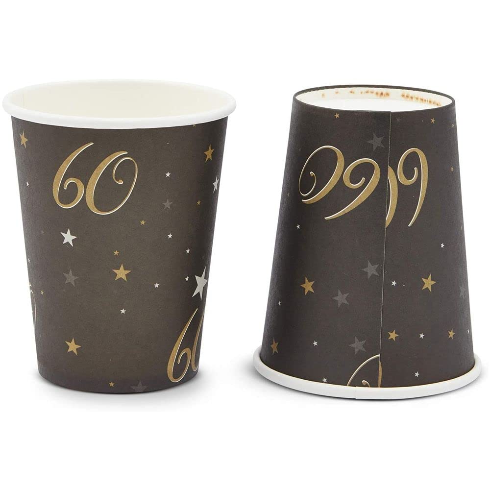 170-Piece Black & Gold 60th Birthday Party Supplies Set for Men & Women - Includes 2-Size Paper Plates, Banner, Tablecloth, Napkins, Cups & Cutlery (Serves 24) - Perfect for Milestone Celebrations, Retirement Parties & Anniversary Events