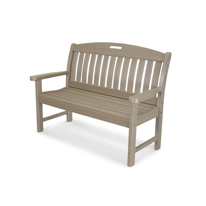 POLYWOOD Nautical 48-Inch Outdoor Bench - All-Weather Resin Wicker Patio Furniture for Deck, Poolside & Garden Seating