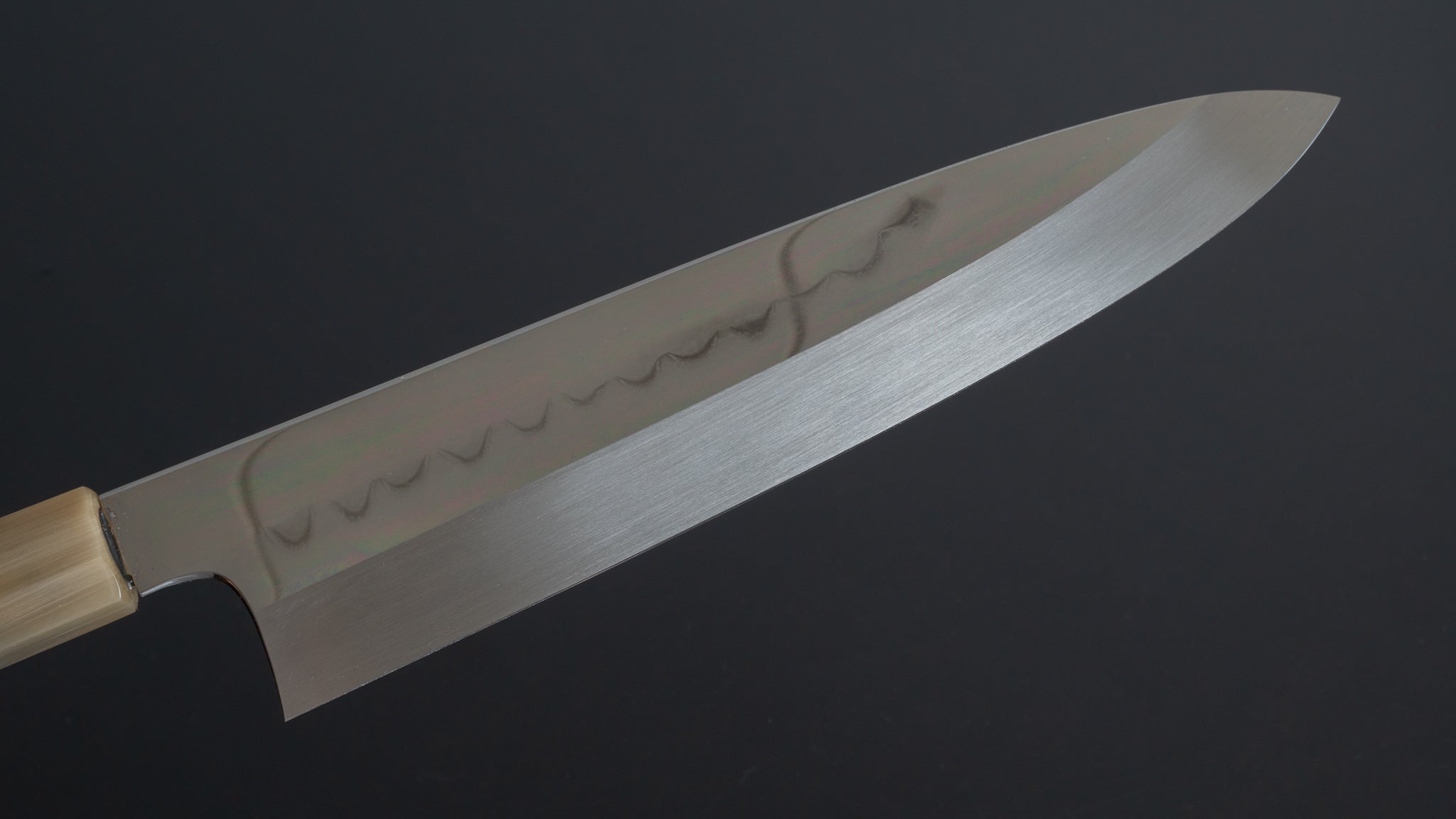 Hitohira Togashi Kambei White #1 Mizu Honyaki Gyuto 240mm Japanese Chef Knife with Taihei Ebony Handle - Limited Edition with Saya #010 - Perfect for Professional Chefs & Home Cooking Enthusiasts