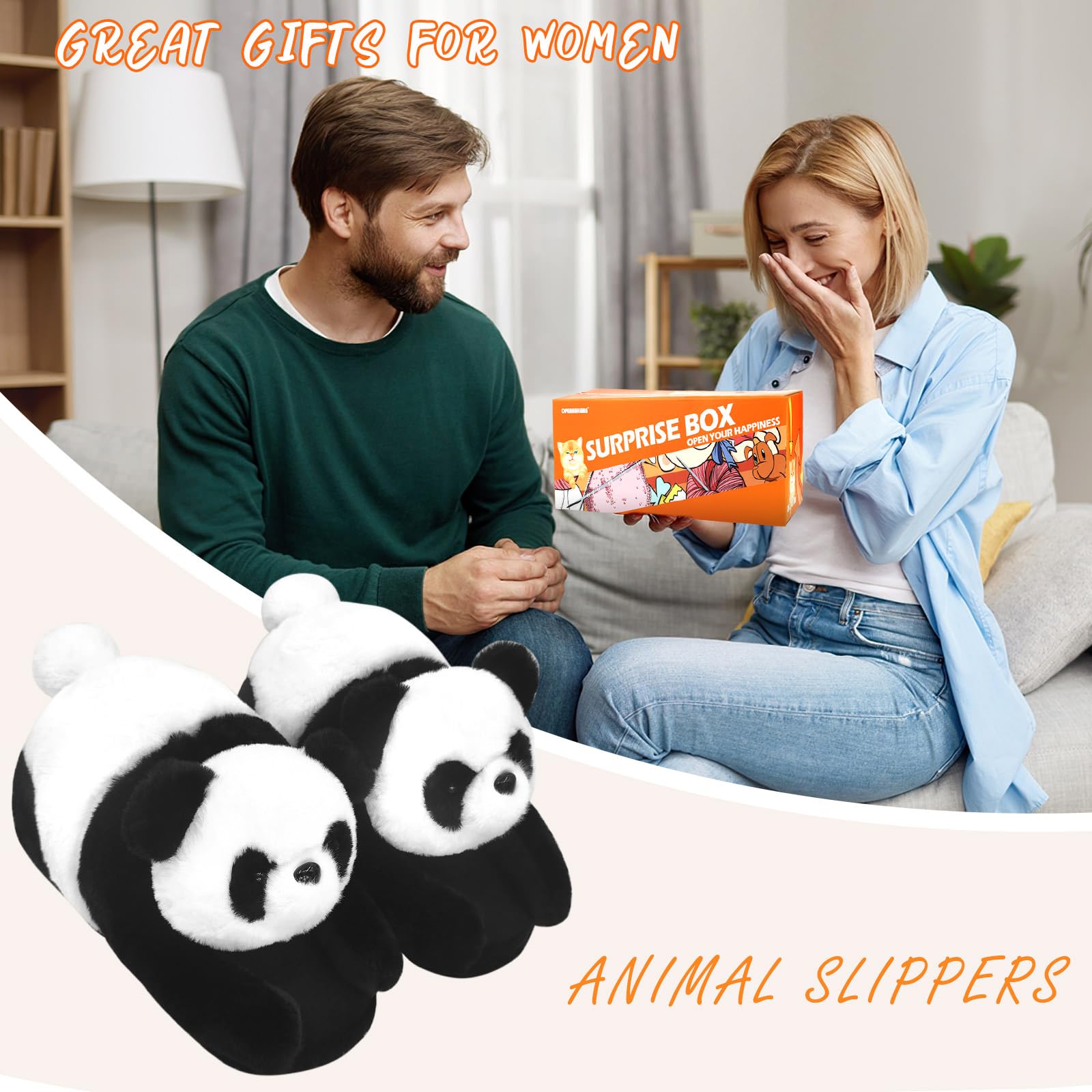 Funny Animal Slippers for Women - Cute Cartoon Fluffy House Slippers with Soft Memory Foam | Cozy Cotton Indoor Slides for Home, Lounge & Spa | Perfect Birthday Gift for Her