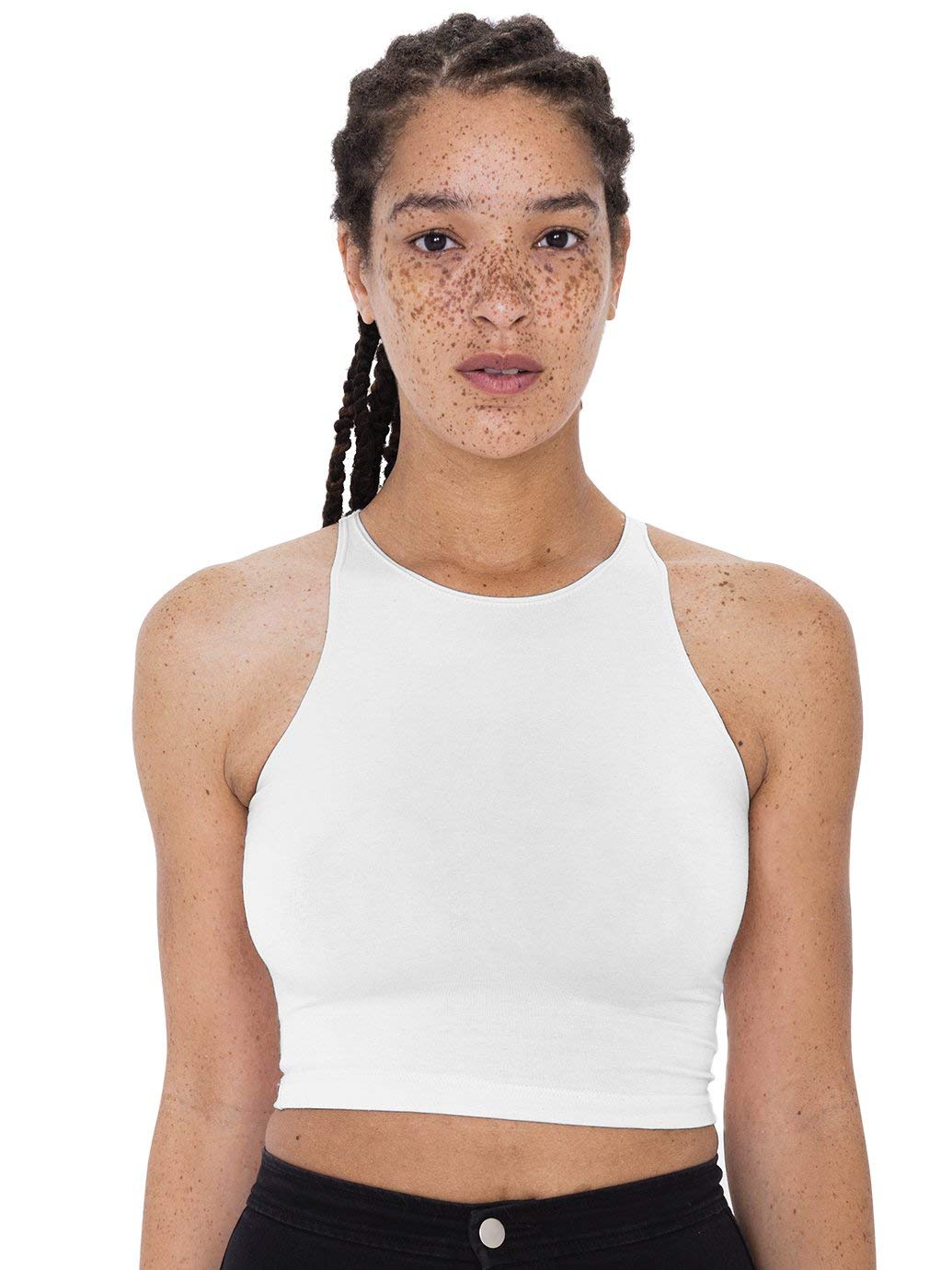 American Apparel Women's Cotton Spandex Sleeveless Crop Top - Comfortable Stretchy Summer Tank for Yoga, Gym & Casual Wear