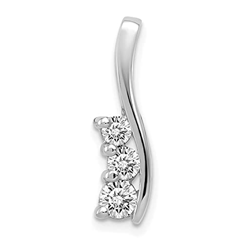 14K White Gold AA Diamond Three Stone Curved Bar Pendant Necklace - Elegant Jewelry Gift for Women, Perfect for Anniversaries, Birthdays & Special Occasions