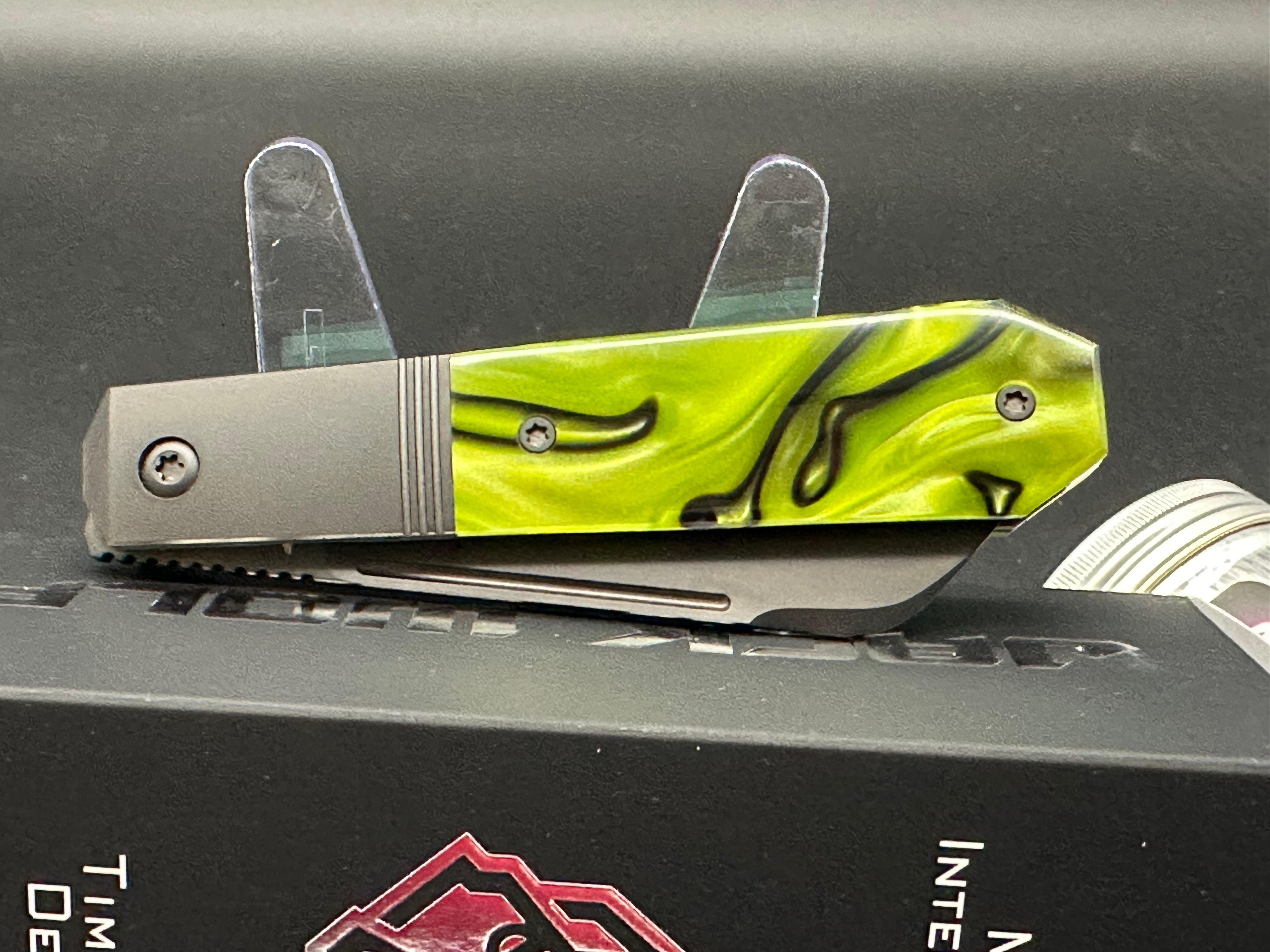 Jack Wolf Knives AFTER HOURS JACK - Kirinite Toxic Green DLC Coated Folding Pocket Knife for Outdoor, Camping & EDC Use