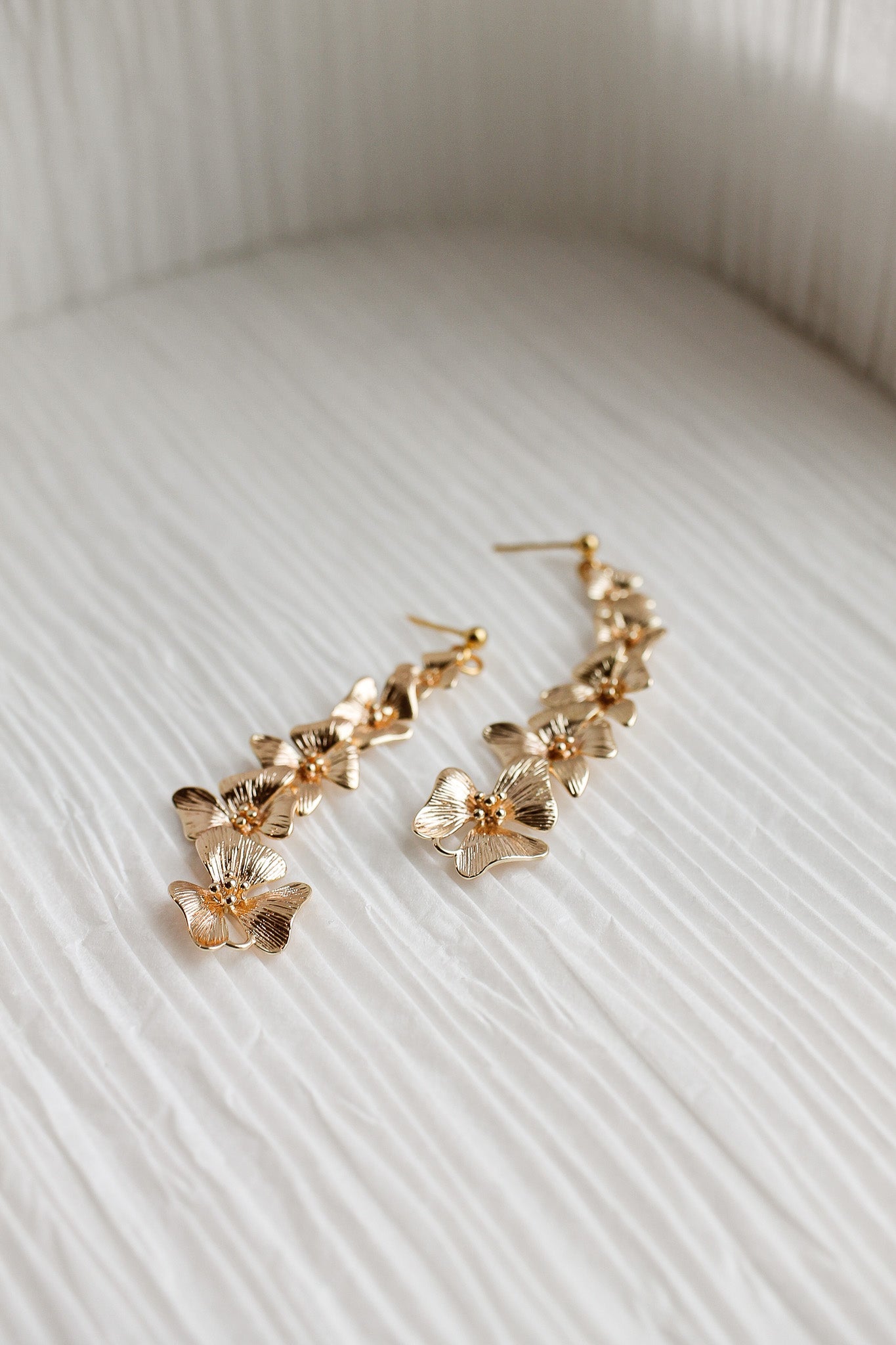 Annabeth Gold Flower Dangle Earrings for Women - Elegant Floral Drop Earrings for Party, Wedding & Everyday Wear